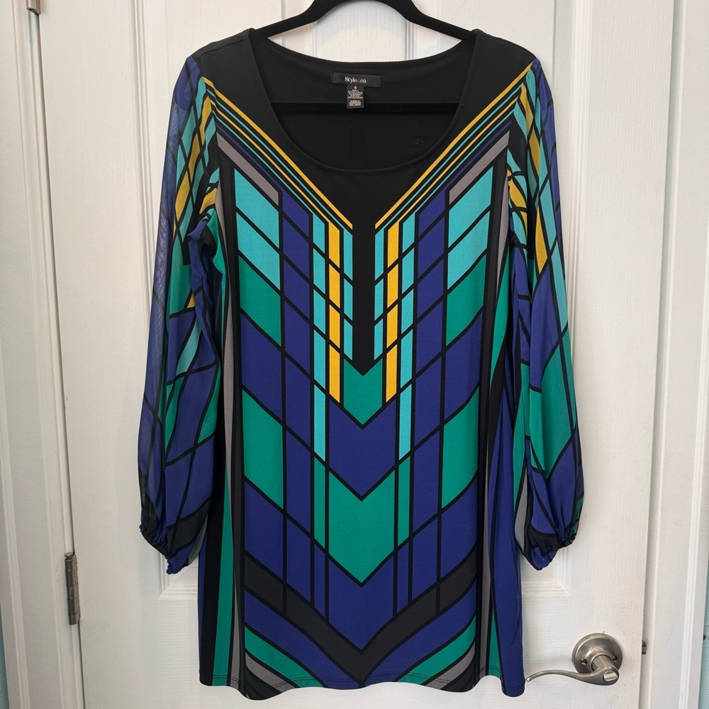Style & Co Art Deco Designed Blouse L